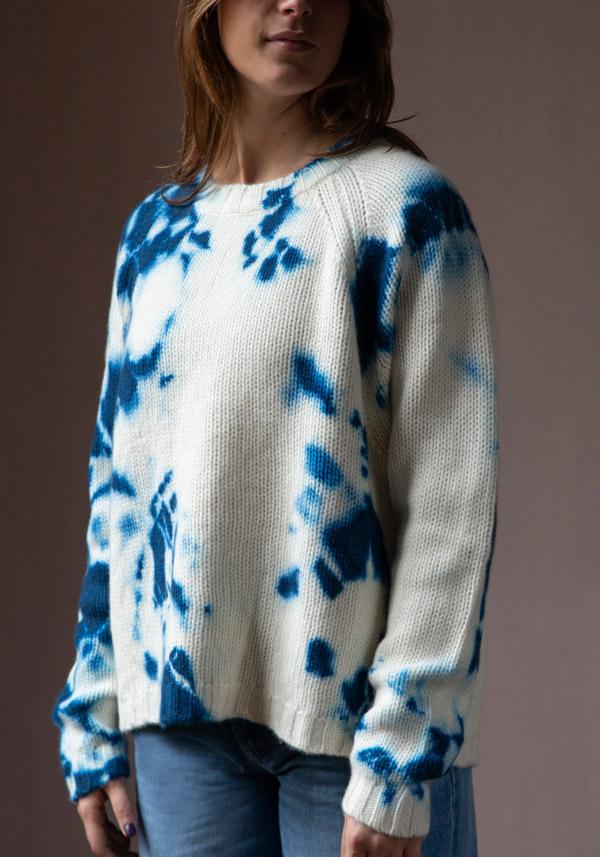 Rose & Lini SUZUSAN CASHMERE “PULL 3083” BLUE & NATURAL