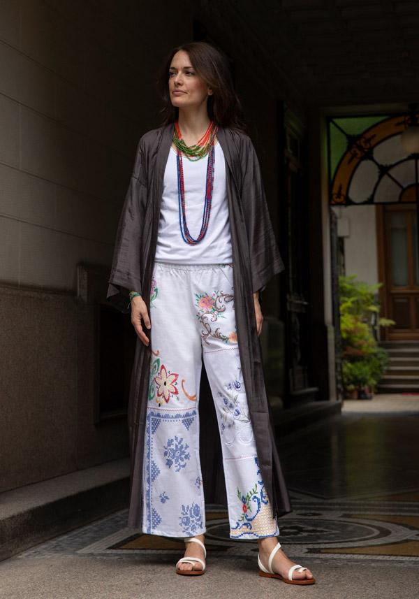 Rose & Lini THE ROSE IBIZA SILK “GOWN KIMONO” CHARCOAL