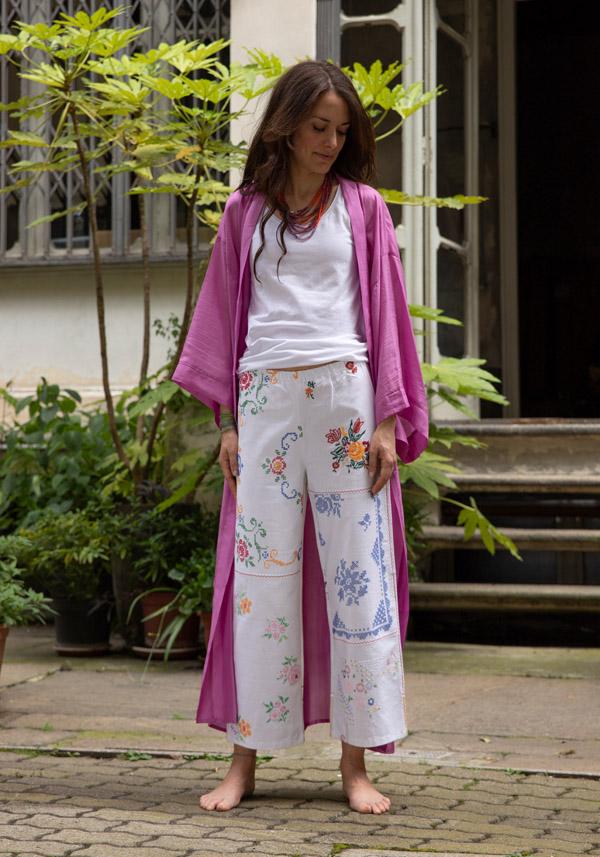 Rose & Lini THE ROSE IBIZA SILK “GOWN KIMONO” HOT PINK