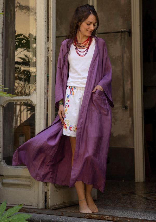 Rose & Lini THE ROSE IBIZA SILK “GOWN KIMONO” MAGENTA