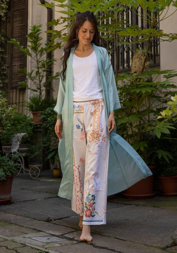 Rose & Lini THE ROSE IBIZA SILK “GOWN KIMONO” SKY