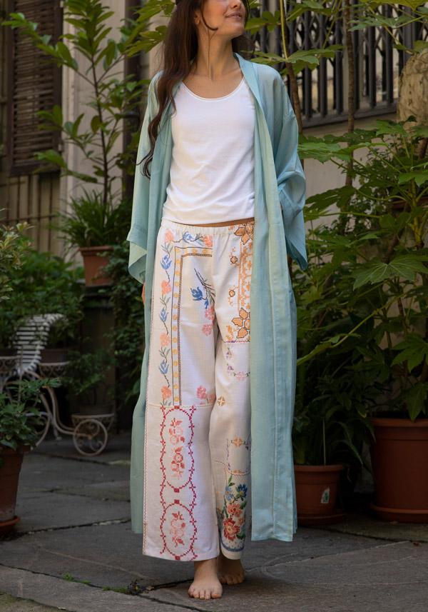 Rose & Lini THE ROSE IBIZA SILK “GOWN KIMONO” SKY