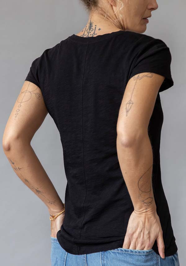 Rose & Lini VELVET COTTON “ODELIA” BLACK T-SHIRT