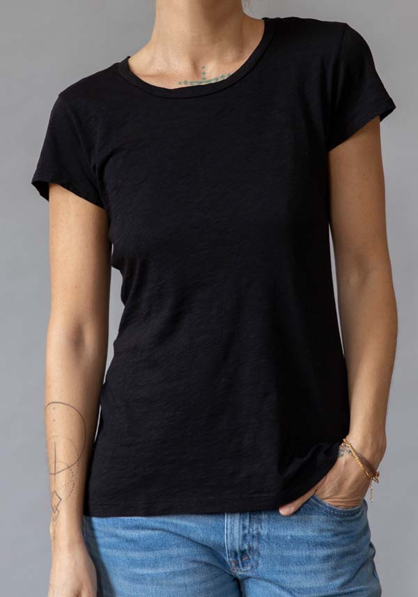 Rose & Lini VELVET COTTON “ODELIA” BLACK T-SHIRT