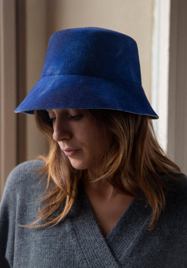 Rose & Lini YESEY “BUCKET” BLUE FELTED HAT