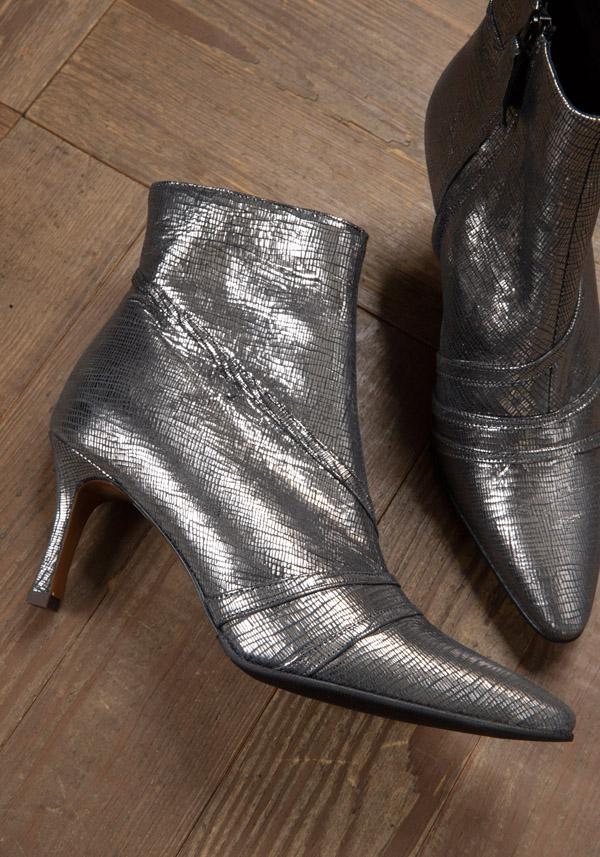 Rose & Lini ROSE’S ROSES “BELL” SILVER HEELED ANKLE BOOTS