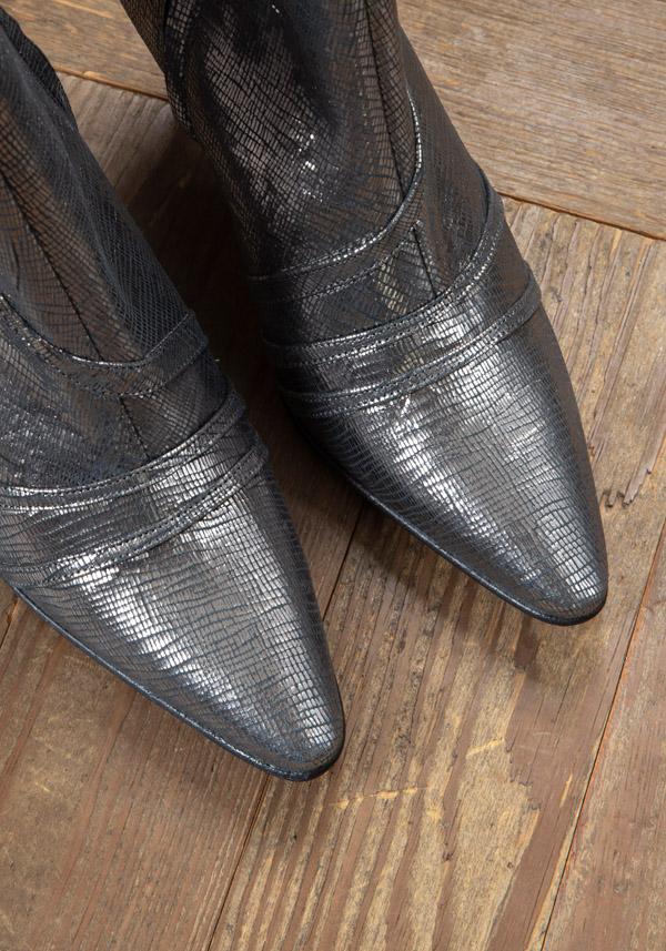 Rose & Lini ROSE’S ROSES “BELL” SILVER HEELED ANKLE BOOTS