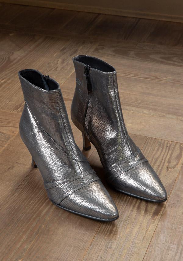 Rose & Lini ROSE’S ROSES “BELL” SILVER HEELED ANKLE BOOTS