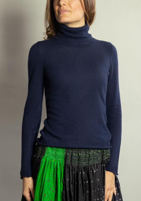 Rose & Lini SAVERIO PALATELLA CASHMERE “LIGTH-WEIGHT CREW NECK” MARINE KNIT