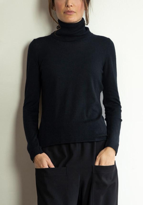 Rose & Lini SAVERIO PALATELLA CASHMERE “LIGTH-WEIGHT CREW NECK” BLACK KNIT