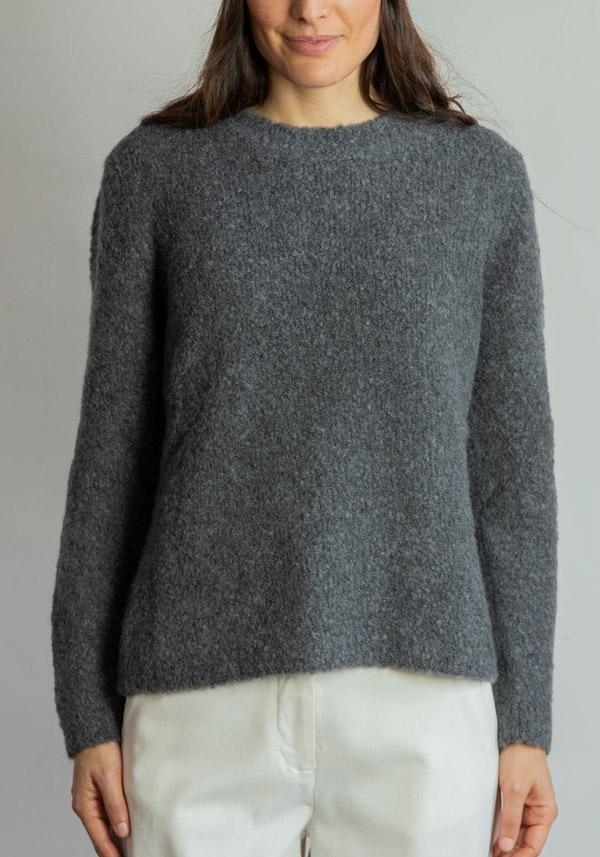 Rose & Lini SAVERIO PALATELLA CASHMERE & SILK “CREW NECK BOXY” GREY KNIT