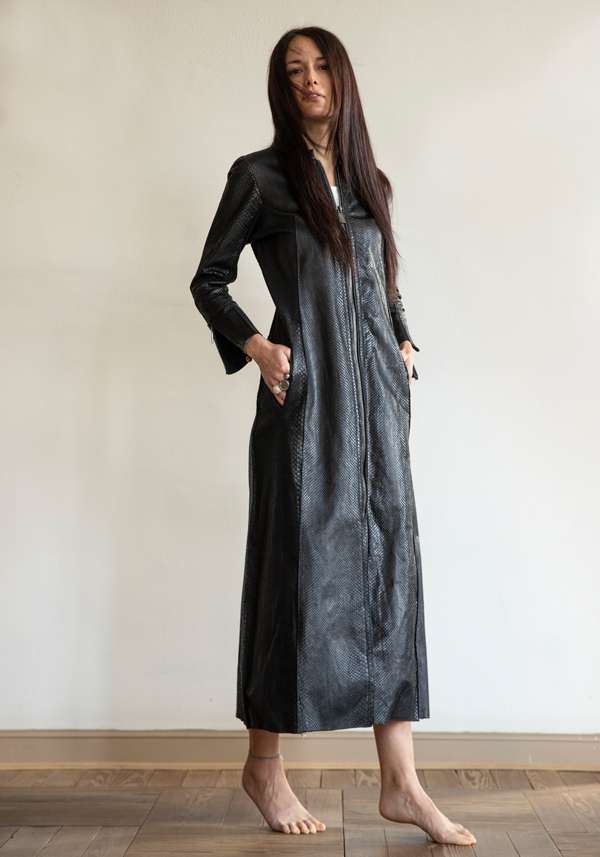 Rose & Lini SIMONA TAGLIAFERRI BLACK PYTHON LONG COAT