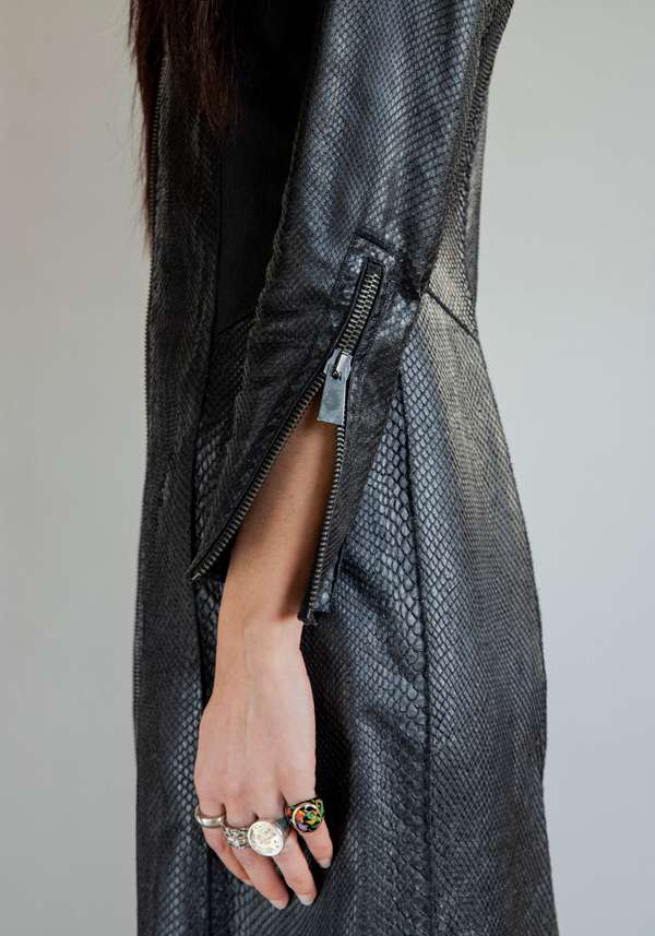 Rose & Lini SIMONA TAGLIAFERRI BLACK PYTHON LONG COAT
