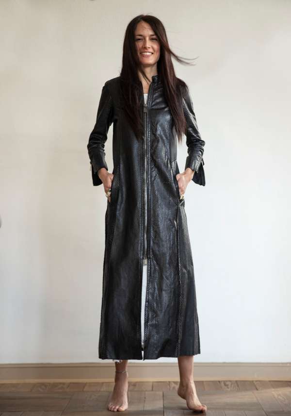 Rose & Lini SIMONA TAGLIAFERRI BLACK PYTHON LONG COAT