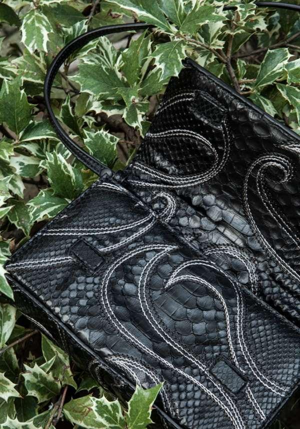 Rose & Lini SIMONA TAGLIAFERRI BLACK PYTHON POCHETTE BAG
