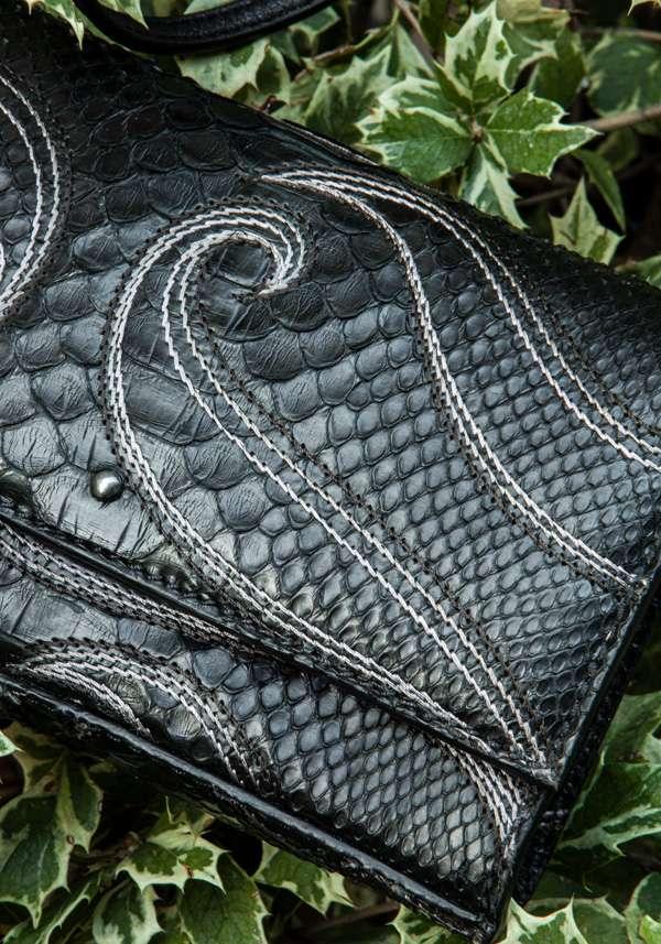 Rose & Lini SIMONA TAGLIAFERRI BLACK PYTHON POCHETTE BAG