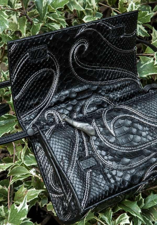 Rose & Lini SIMONA TAGLIAFERRI BLACK PYTHON POCHETTE BAG