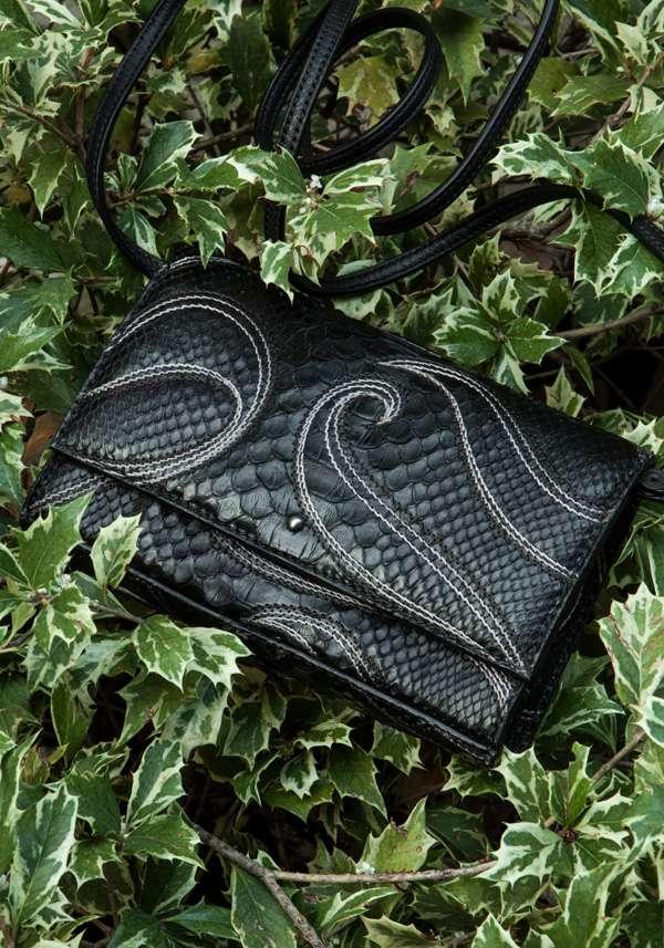 Rose & Lini SIMONA TAGLIAFERRI BLACK PYTHON POCHETTE BAG