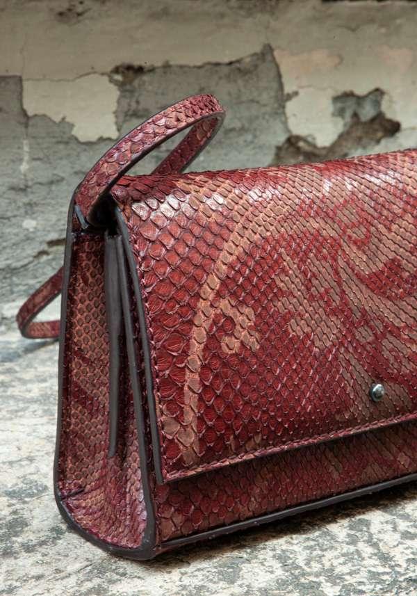 Rose & Lini SIMONA TAGLIAFERRI BORDEAUX PYTHON POCHETTE BAG