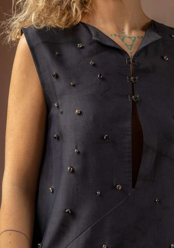 Rose & Lini SIMONA TAGLIAFERRI DARK BLUE LONG DRESS SWAROVSY