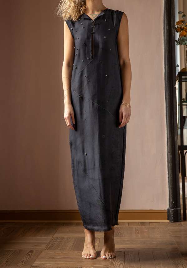 Rose & Lini SIMONA TAGLIAFERRI DARK BLUE LONG DRESS SWAROVSY