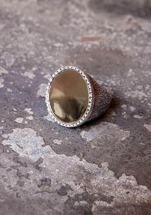 Rose & Lini SIMONA TAGLIAFERRI LARGE “MOON RING J224” YELLOW GOLD & WHITE DIAMONDS