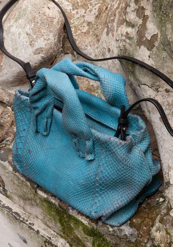Rose & Lini SIMONA TAGLIAFERRI LIGHT BLUE PYTHON MINI SOFT BAG