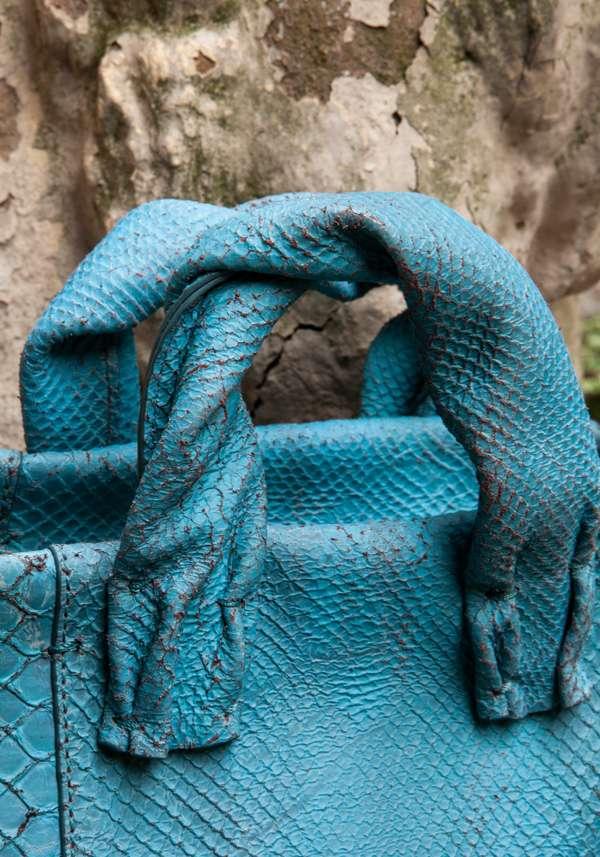 Rose & Lini SIMONA TAGLIAFERRI LIGHT BLUE PYTHON MINI SOFT BAG