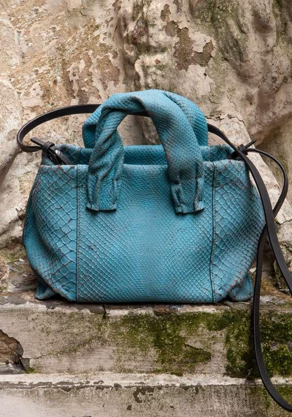 Rose & Lini SIMONA TAGLIAFERRI LIGHT BLUE PYTHON MINI SOFT BAG