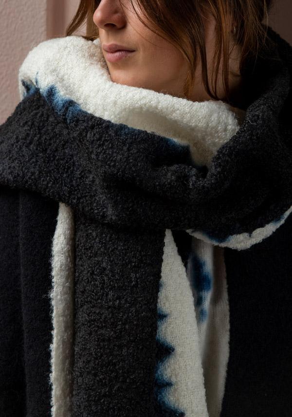 Rose & Lini SUZUSAN CASHMERE “SHAWL 0011” BLACK & NATURAL