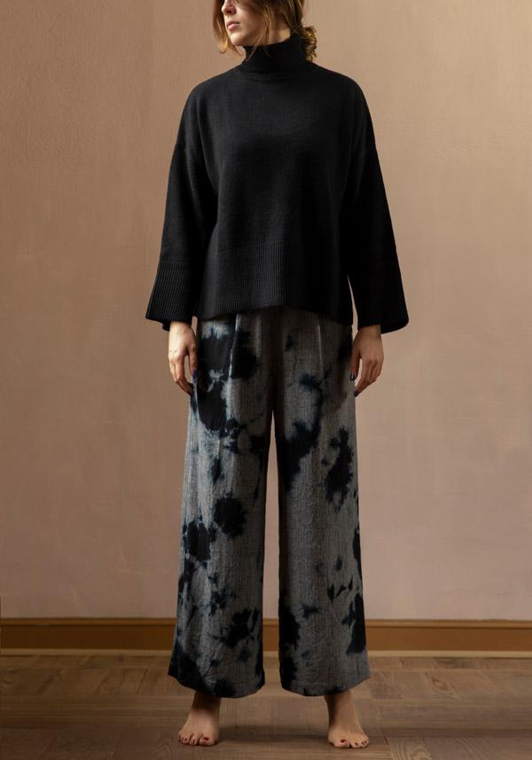 Rose & Lini SUZUSAN WOOL & CASHMER “PANTS 5041” BLACK & GREY