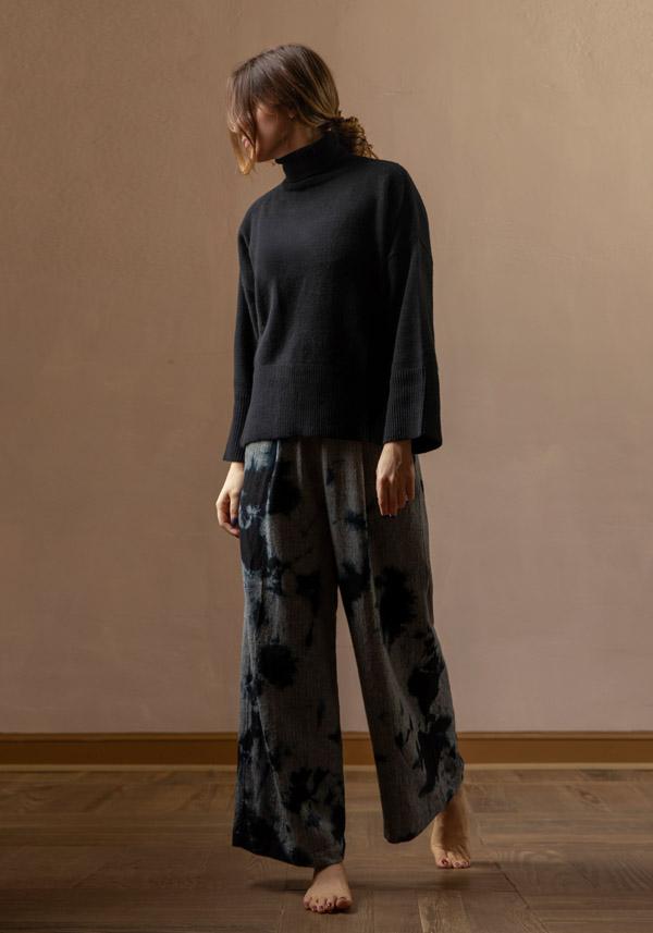 Rose & Lini SUZUSAN WOOL & CASHMER “PANTS 5041” BLACK & GREY