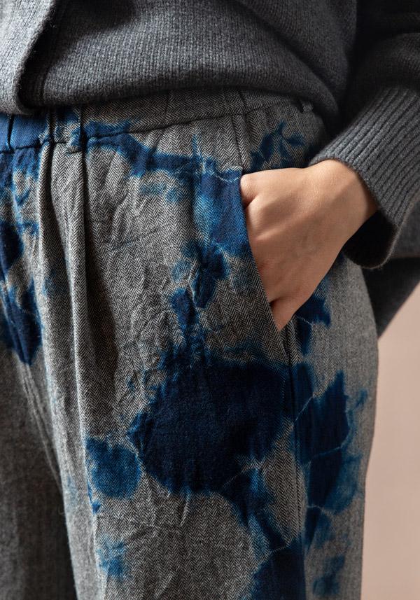 Rose & Lini SUZUSAN WOOL & CASHMER “PANTS 5041” BLUE & BLACK