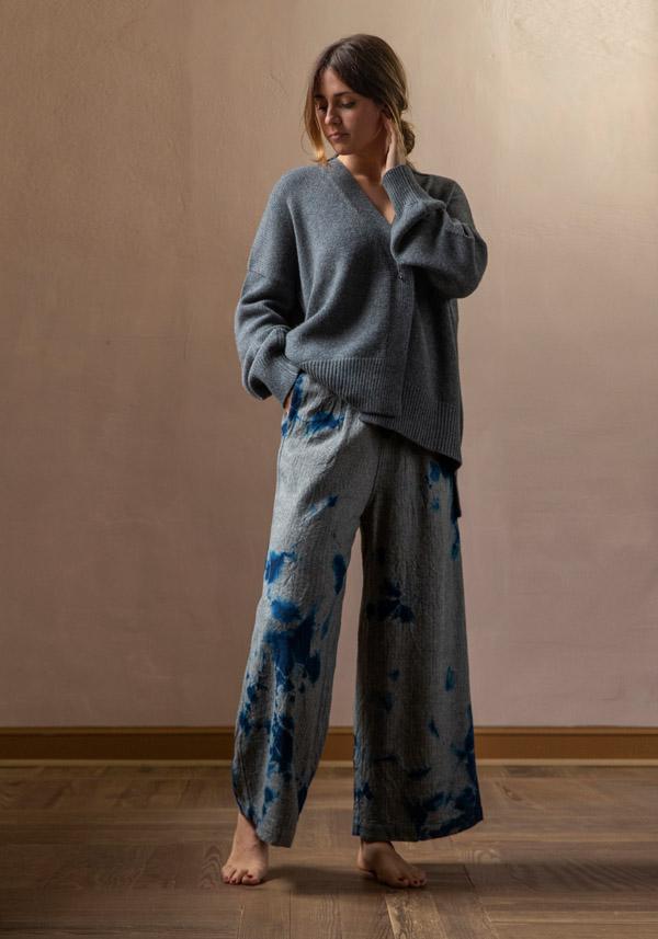 Rose & Lini SUZUSAN WOOL & CASHMER “PANTS 5041” BLUE & BLACK