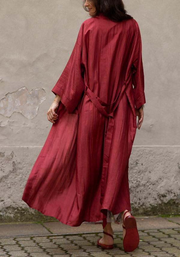 Rose & Lini THE ROSE IBIZA SILK “GOWN KIMONO” BRICK RED