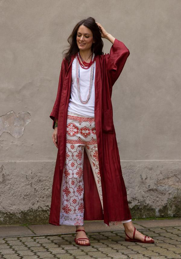 Rose & Lini THE ROSE IBIZA SILK “GOWN KIMONO” BRICK RED