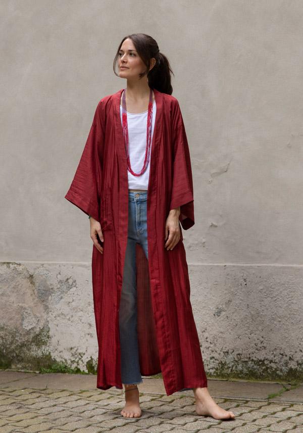 Rose & Lini THE ROSE IBIZA SILK “GOWN KIMONO” BRICK RED