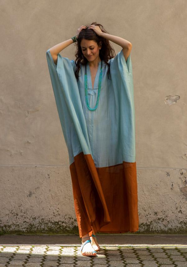 Rose & Lini THE ROSE IBIZA SILK “TUNICA BICOLOR” SKY & GINGER