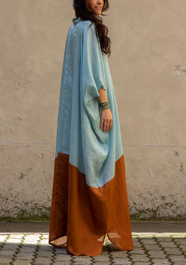 Rose & Lini THE ROSE IBIZA SILK “TUNICA BICOLOR” SKY & GINGER