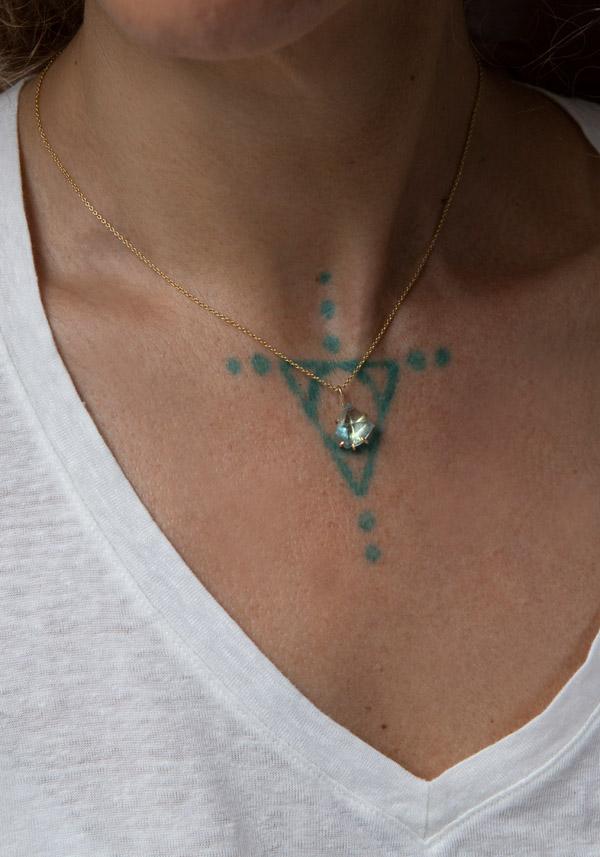 Rose & Lini VARIANCE OBJECTS “AQUAMARINE SMALL STONE” PENDANT NECKLACE