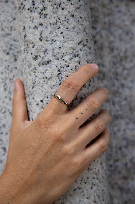 Rose & Lini VARIANCE OBJECTS OXIDIZED SILVER AND DIAMONDS RING