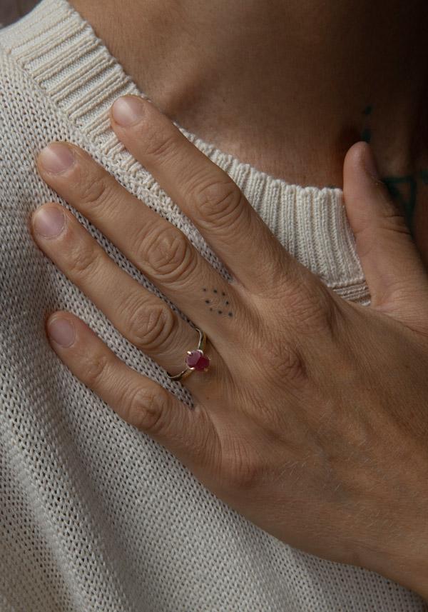 Rose & Lini VARIANCE OBJECTS “RUBY SMALL STONE” GOLD RING || Size 54