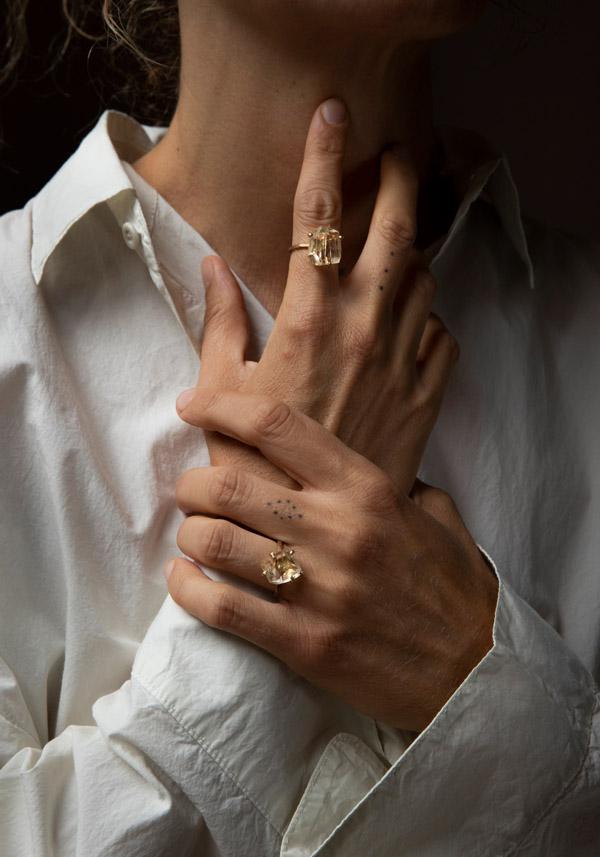 Rose & Lini VARIANCE OBJECTS “SCAPALITE MEDIUM STONE” GOLD RING || Size 54