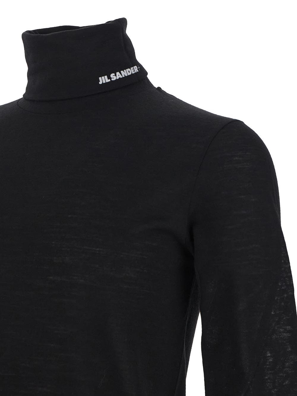 Oluxury Jil Sander Logo Print Turtleneck Sweater