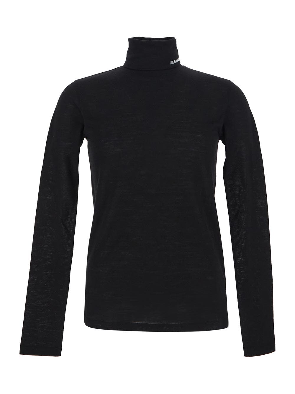 Oluxury Jil Sander Logo Print Turtleneck Sweater