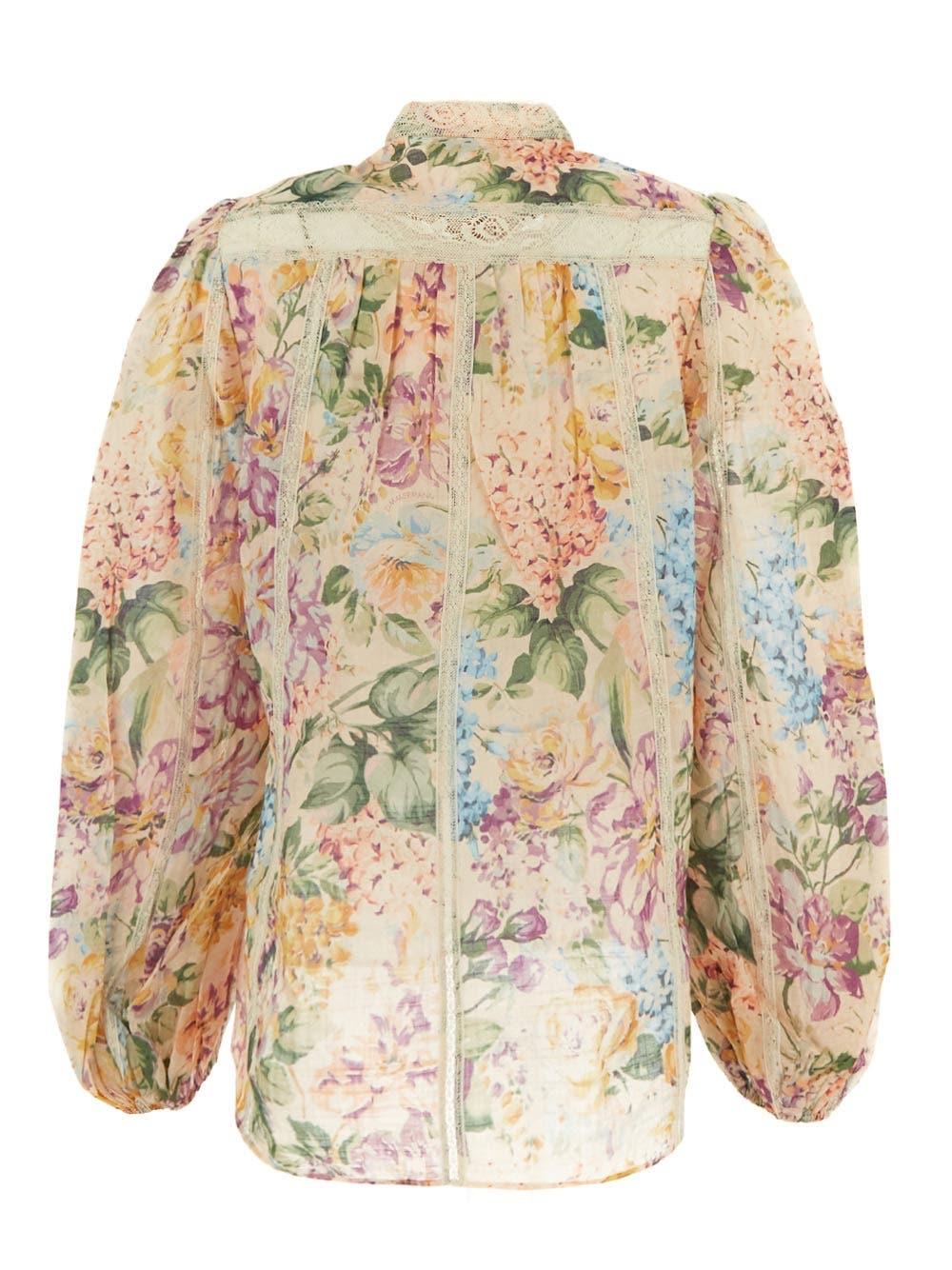 Oluxury Zimmermann Halliday Lace Trim Shirt