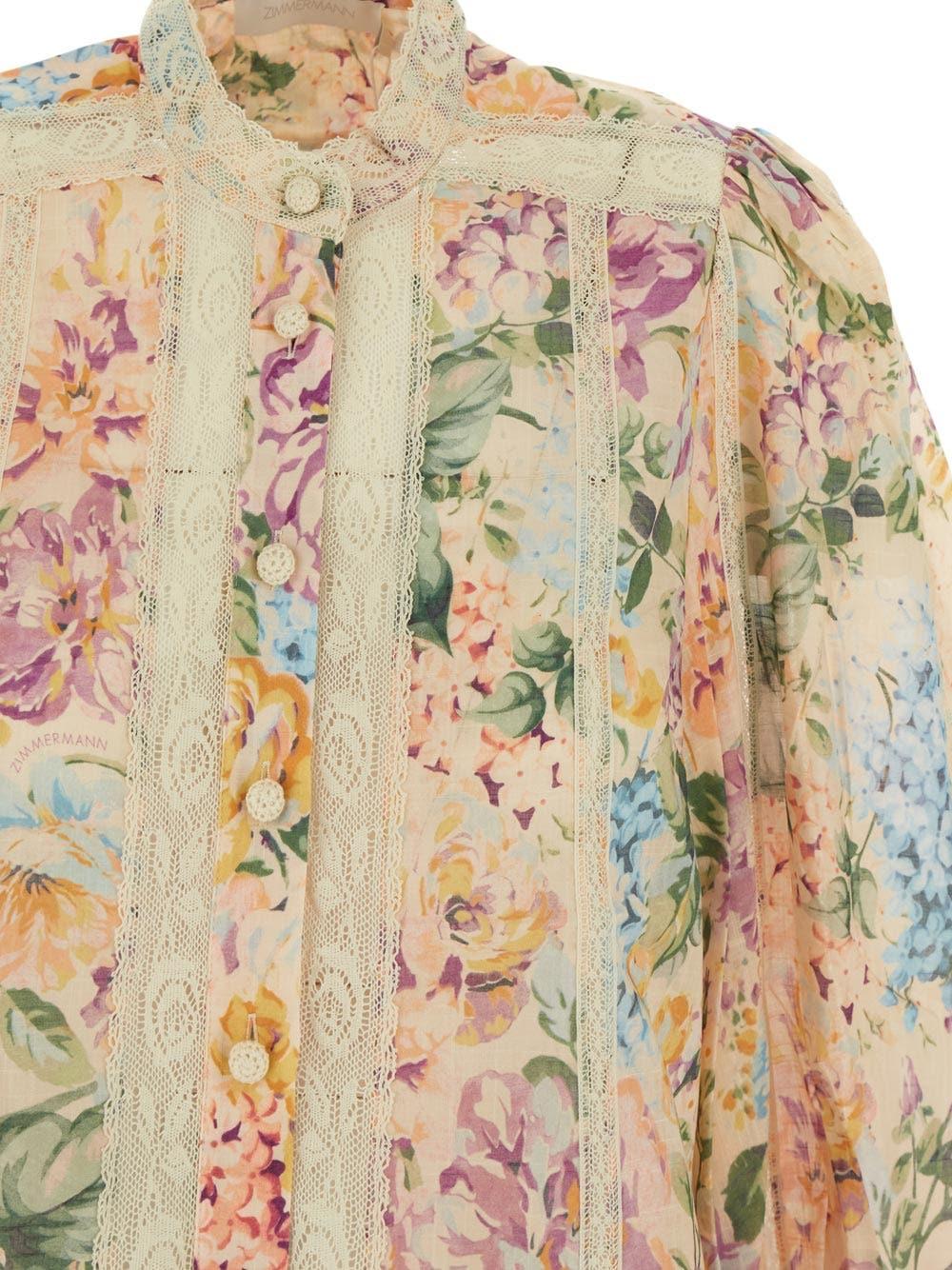 Oluxury Zimmermann Halliday Lace Trim Shirt