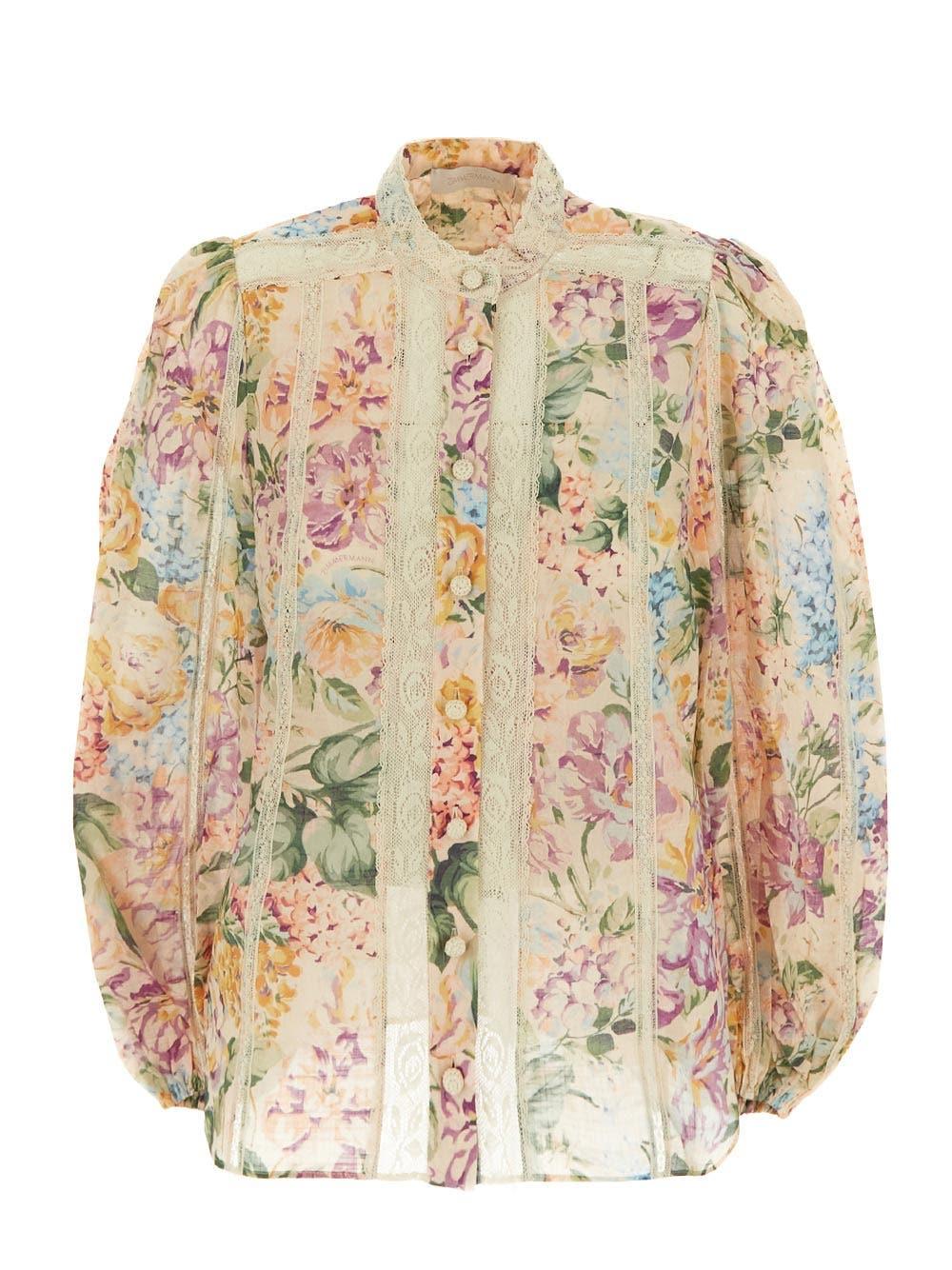 Oluxury Zimmermann Halliday Lace Trim Shirt
