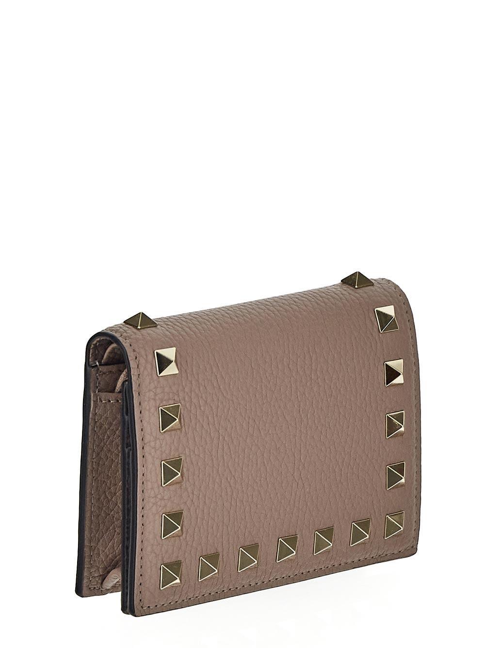 Oluxury Valentino Garavani Small Rockstud Calfskin Wallet