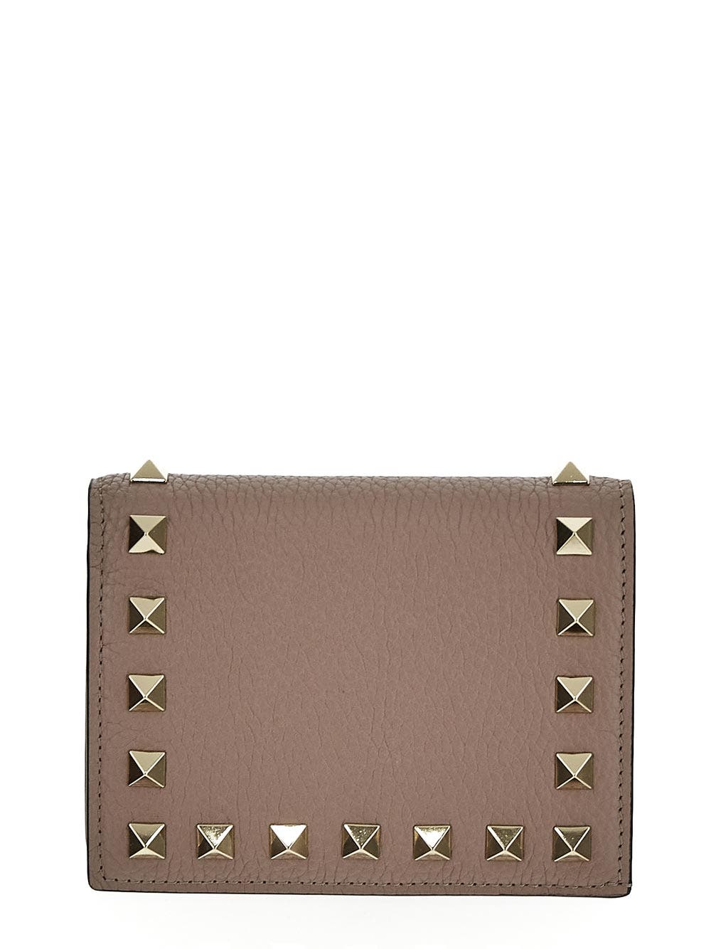 Oluxury Valentino Garavani Small Rockstud Calfskin Wallet